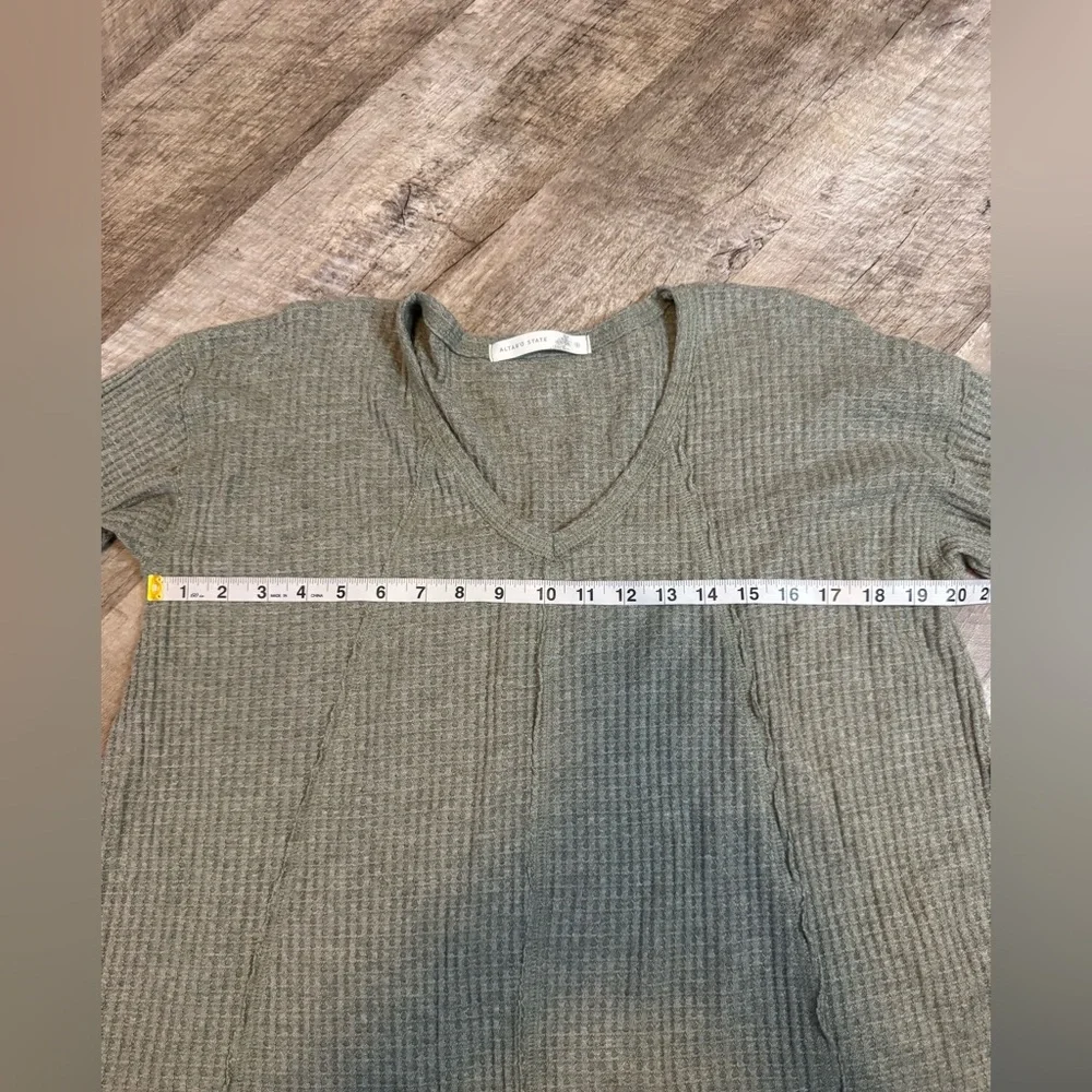 Altar'd State Sage Waffle Knit Lightweight T/Sweater